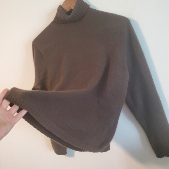 Talbots 100% Cashmere brown turtleneck sweater size XL comfy warm layering - Picture 4 of 11
